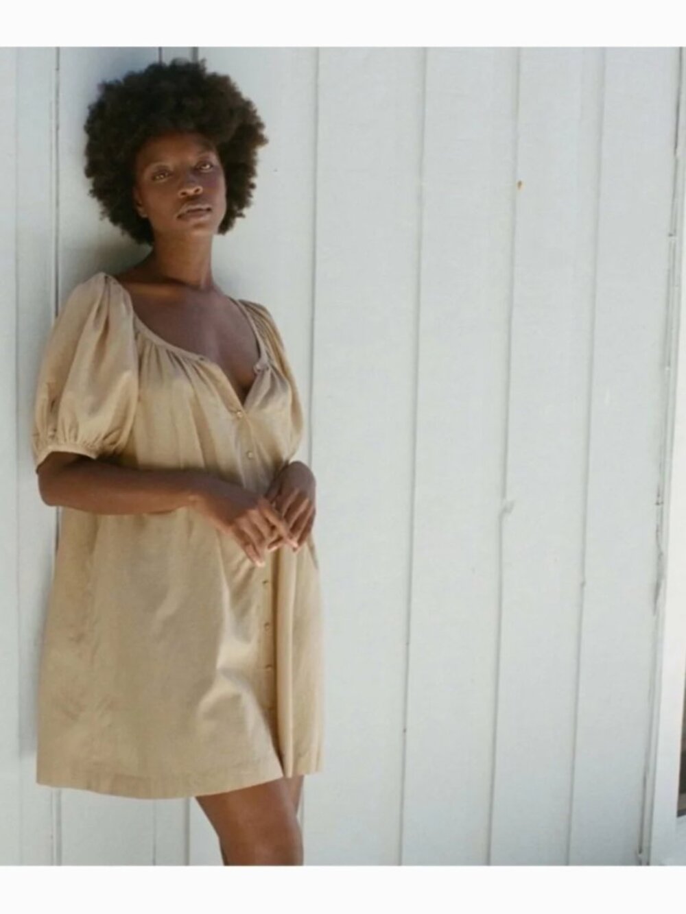Dôen Josette Gathered Organic Cotton-Blend Voile Mini Dress